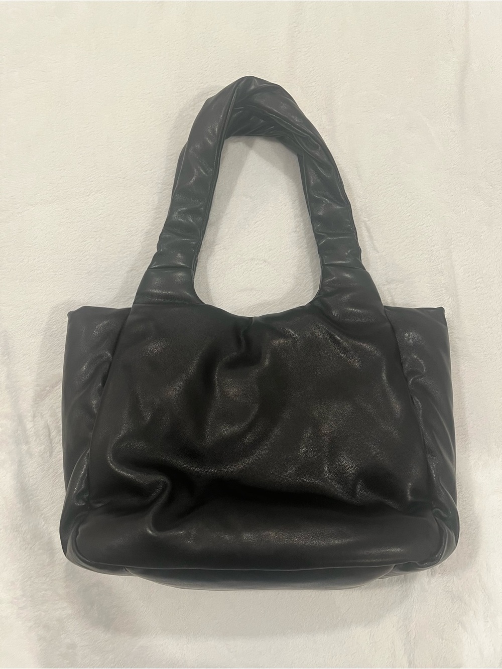 A New Day Black Puffy Ruched Shoulder Bag Tote